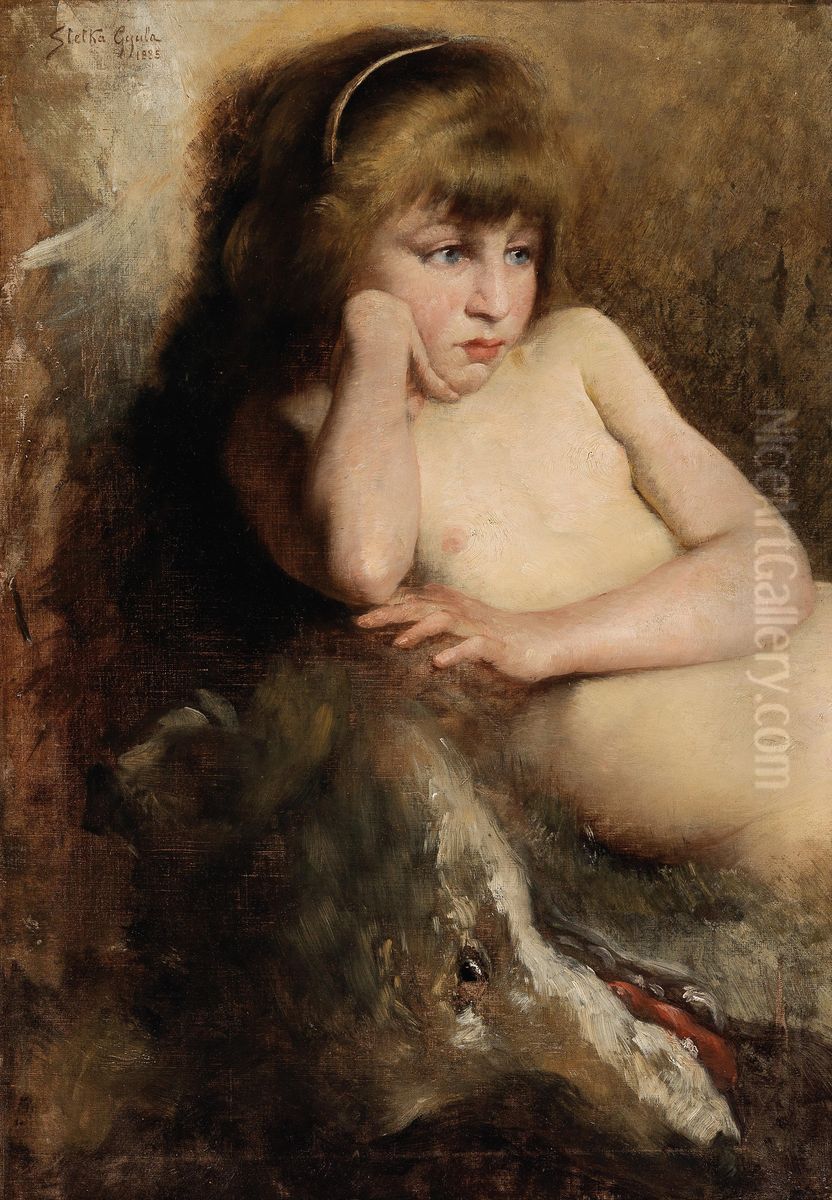 Lost in Thought Oil Painting by Gyula Stetka