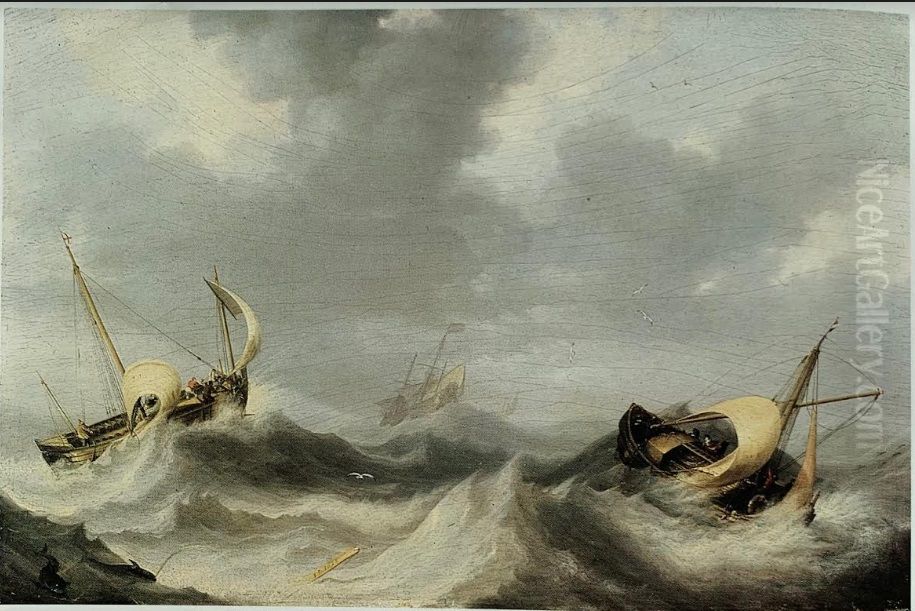 Schepen op een stormachtige zee Oil Painting by Bonaventura Peeters the Elder