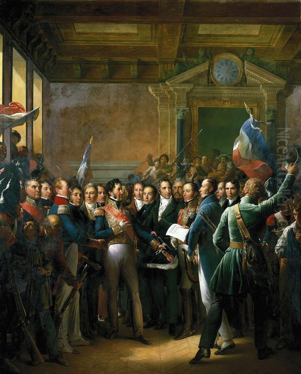 Lecture a l'Hotel de Ville de Paris de la Declaration des Deputes et de la Proclamation du Duc d'Orleans, lieutenant general du Royaume (31 juillet 1830) Oil Painting by Francois Gerard