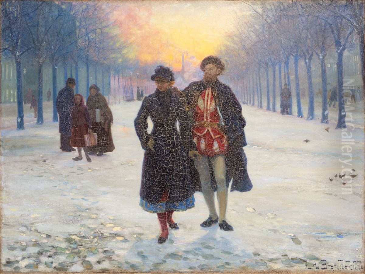 Morgen efter karneval Oil Painting by H. A. Brendekilde