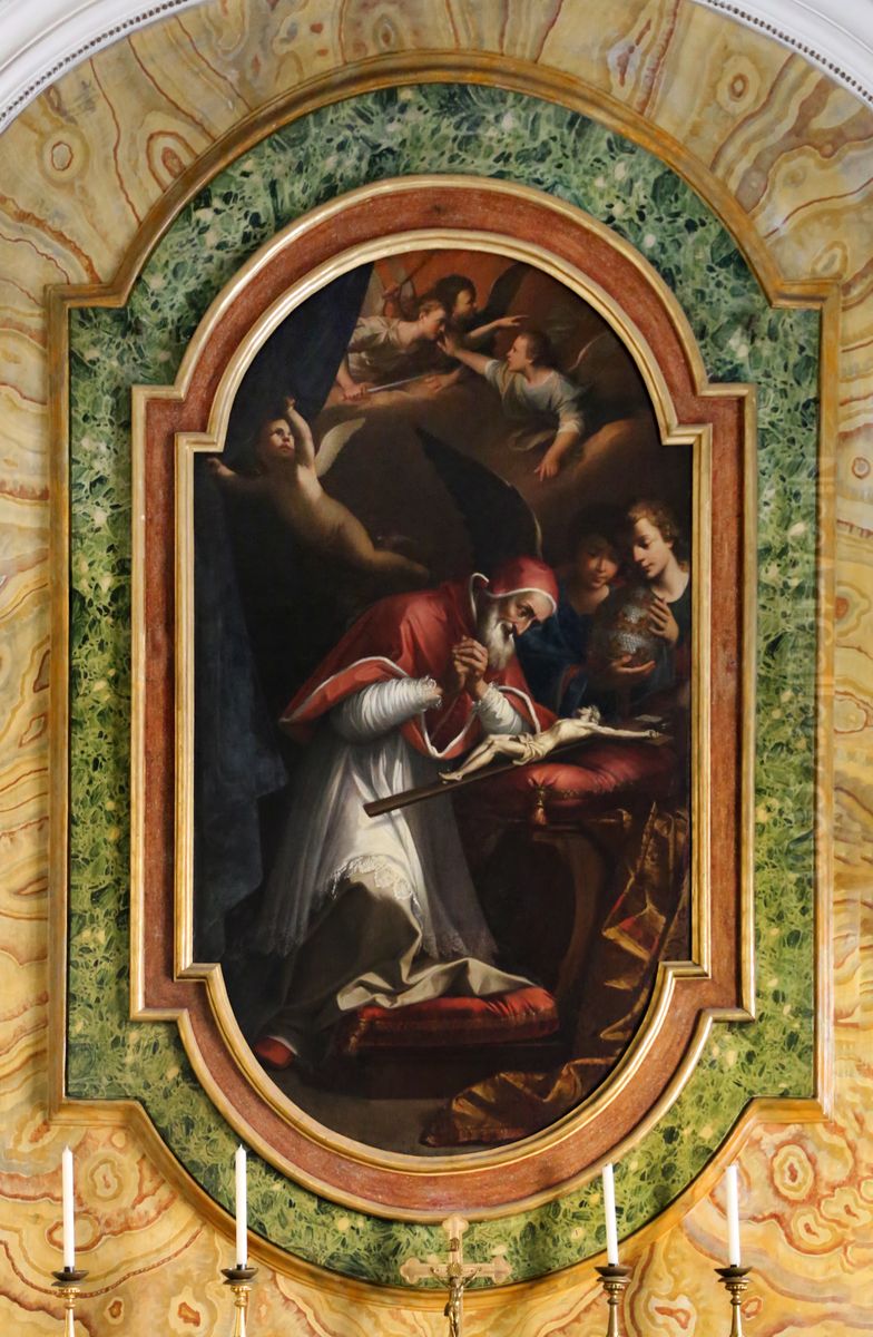 Saint Pius V and the miracle of the Crucifix Oil Painting by Domenico Maria Muratori