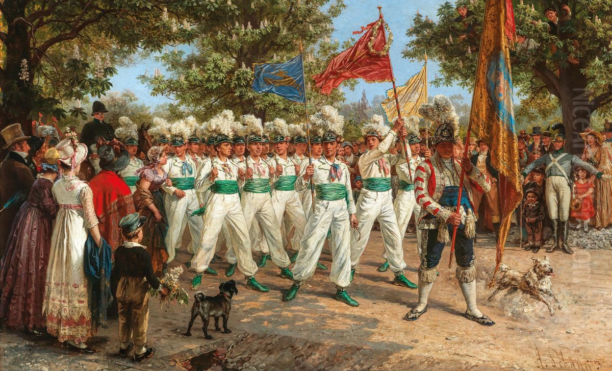 Aufmarsch der Laufer am 1. Mai Oil Painting by Alois Schonn