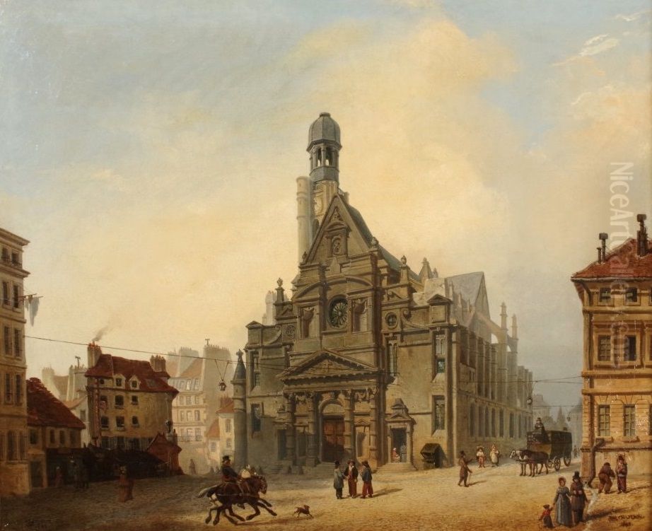 L'eglise Saint-Etienne-du-Mont. Oil Painting by Philippe Chaperon