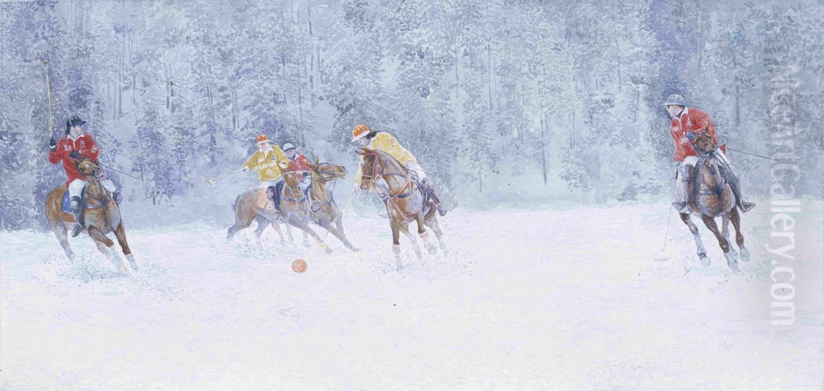 zhong wen (zhong guo da lu): you xi de ma qiu.sheng mo li ci.rui shi.shui cai zhi. 50 *86li mi Oil Painting by Simon Kozhin