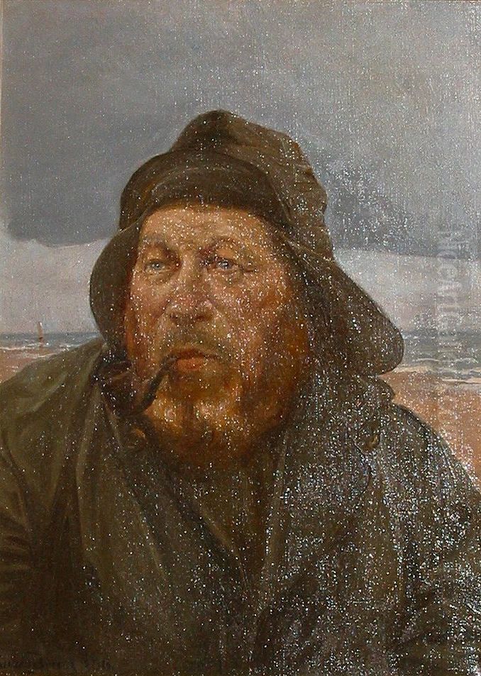 A fisherman of Skagen. Oil Painting by Simony Jensen