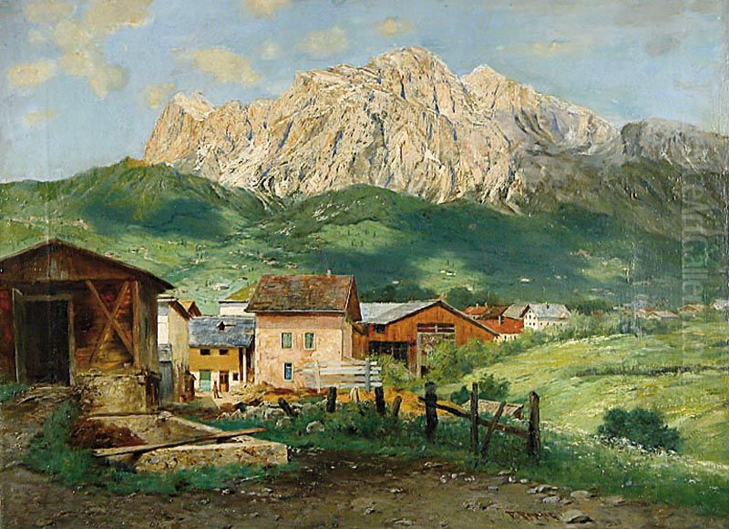 Ansicht des Schlerns bei Bozen Oil Painting by Fedor Poppe
