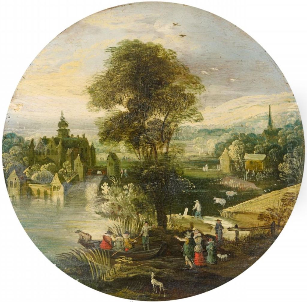Landscape with water castle Oil Painting by Philips de Momper (I)