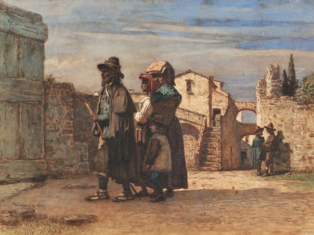 Le figlie del pastore Oil Painting by Vincenzo Cabianca