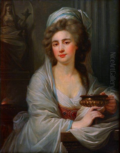 Portrait of Sophie de Witt, later Potocka, as Vestal Oil Painting by Louis Eugene Bertier