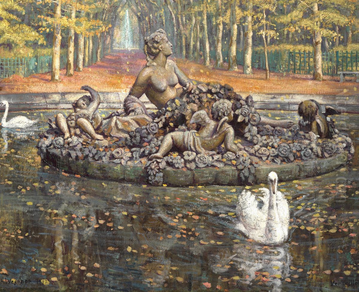 En tidlig efterarsdag ved Bassin de Flore i Versailles Oil Painting by Lili Elbe