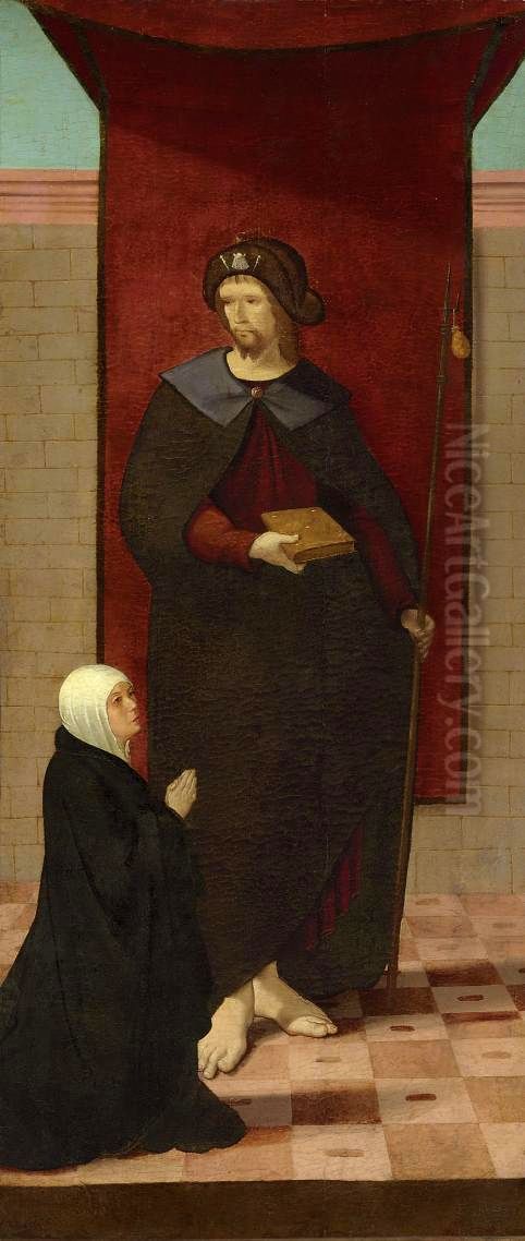 Santiago Maior com uma freira agostiniana Oil Painting by Master Of Lourinha