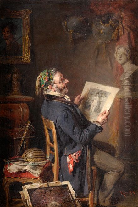 Ein Blatt fur meine Mappe. Oil Painting by unknown