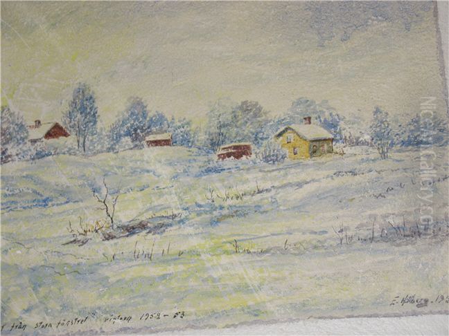 Utsikten fran Ove Eskilstuna Oil Painting by Einar Hillberg