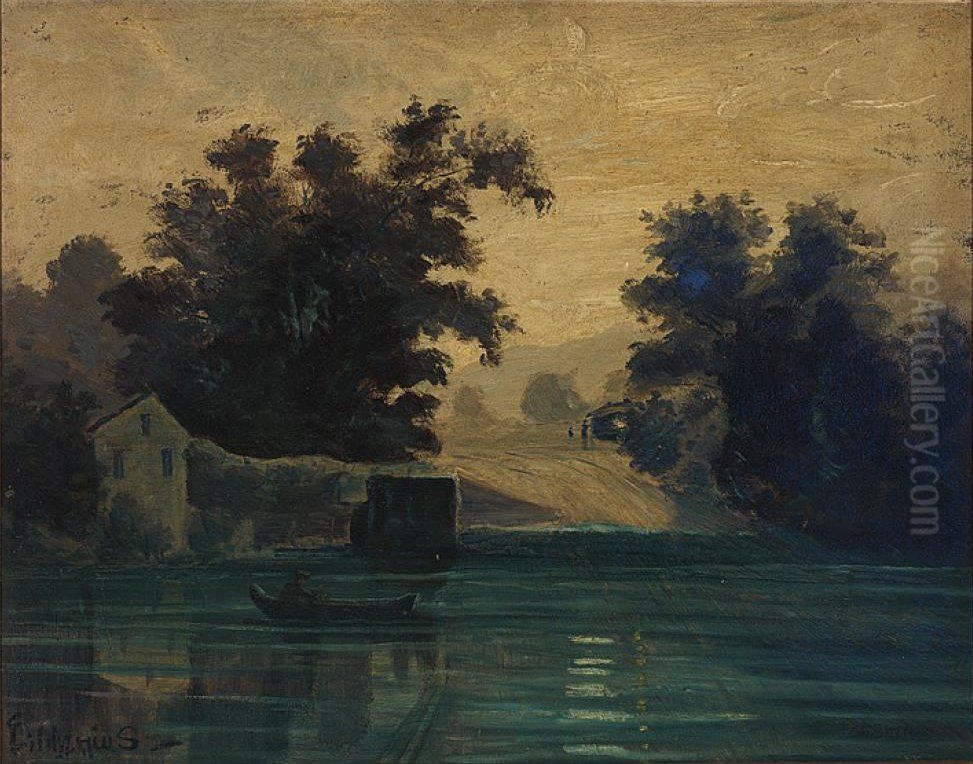 Twilight Landscape Oil Painting by Louis Eilshemius
