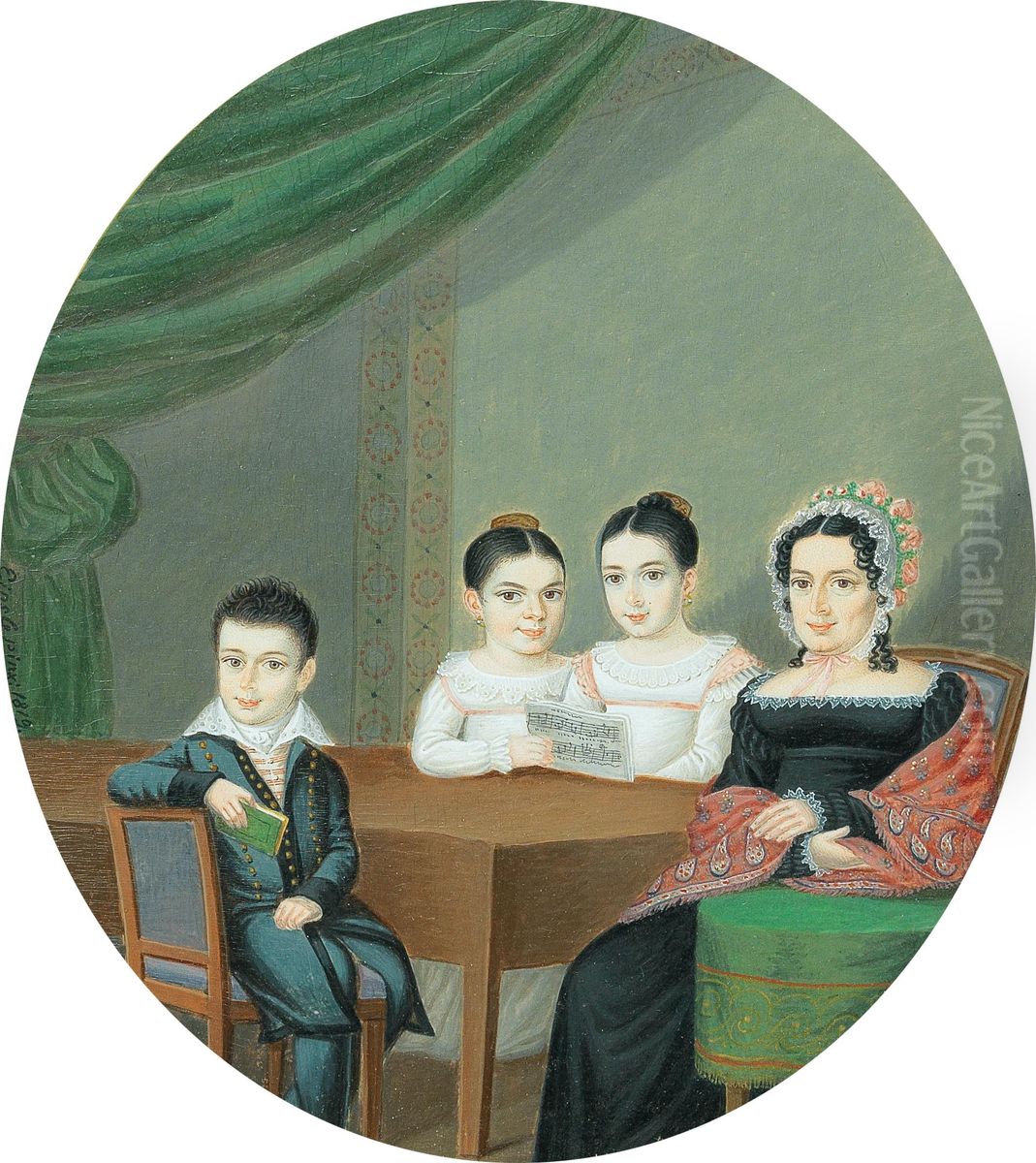 Familienidylle Oil Painting by Anton Einsle