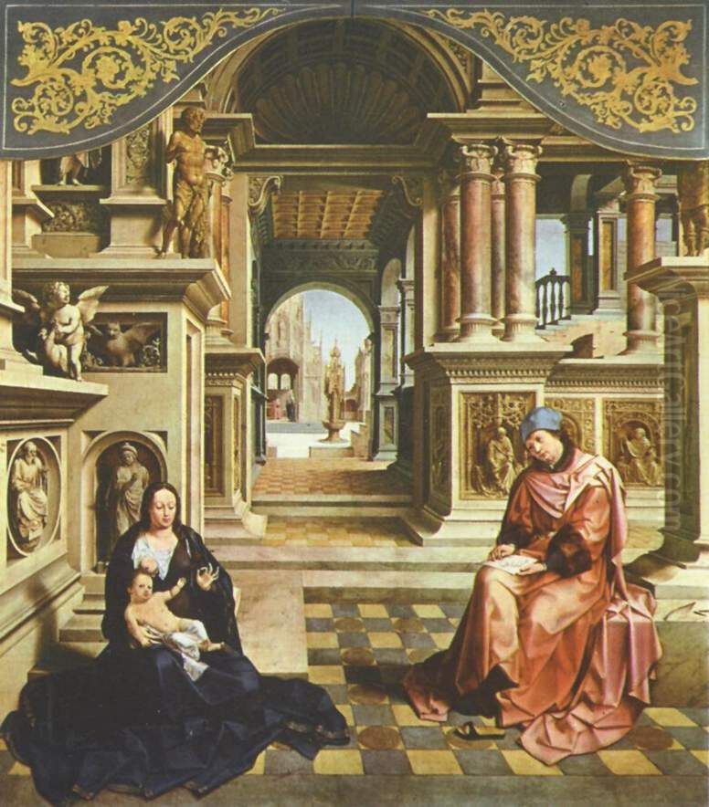 Saint Luke painting the Virgin Oil Painting by Jan Gossaert