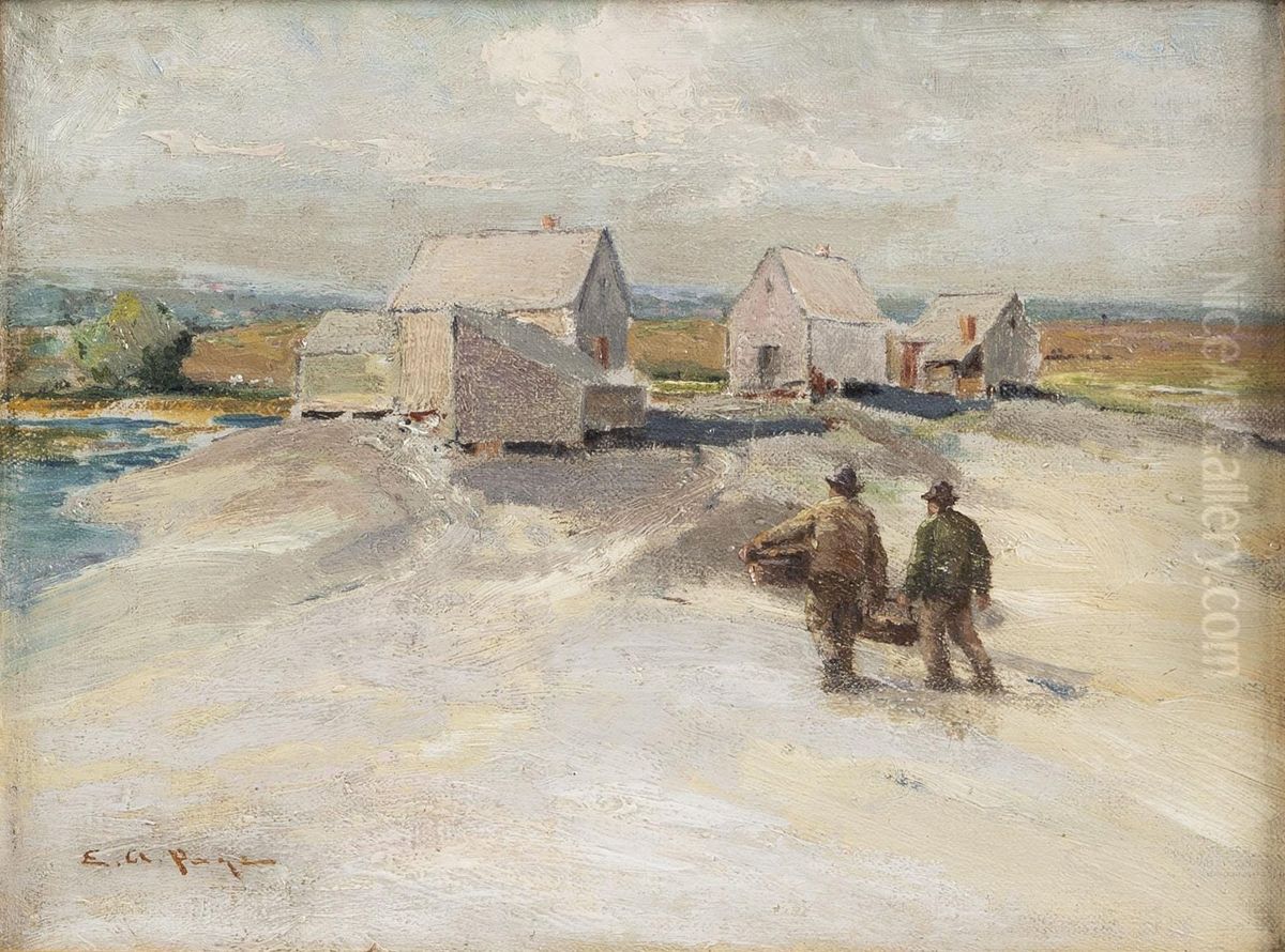 Fishing Shacks, North Shore Oil Painting by Edward A. Page