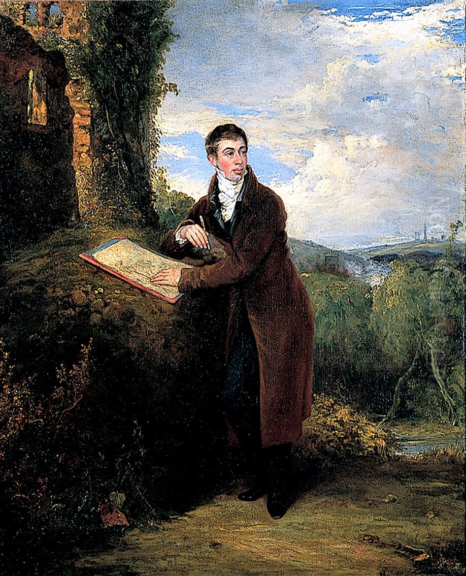 Portrait of George Vincent (1796-1832), with landscape background by himself Oil Painting by Joseph Clover