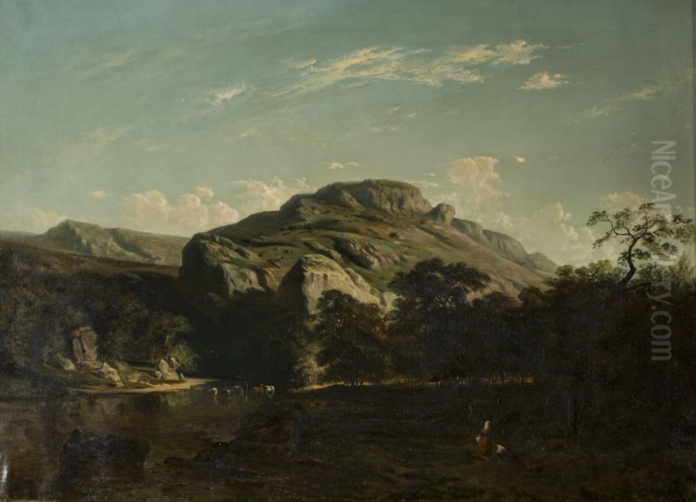 Paisaje de bosque y rio Oil Painting by Carlos de Haes