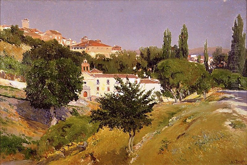 Paisaje con el convento de Santo Espiritu de Segovia Oil Painting by Aureliano de Beruete y Moret