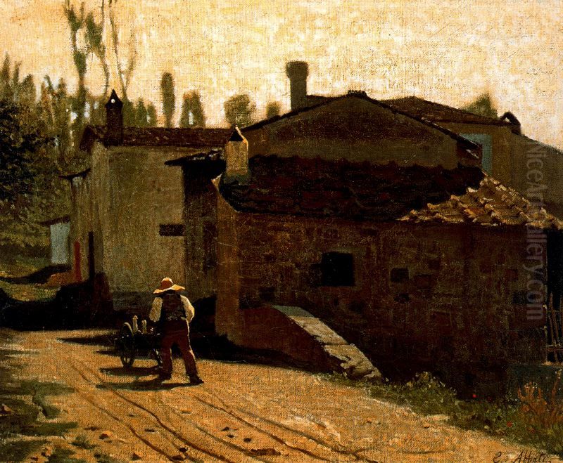 The milkman of Piagentina Oil Painting by Giuseppe Abbati