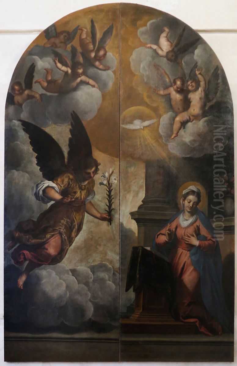 Annunciation Oil Painting by Palma il Giovane