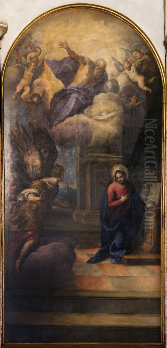 Annunciation Oil Painting by Palma il Giovane