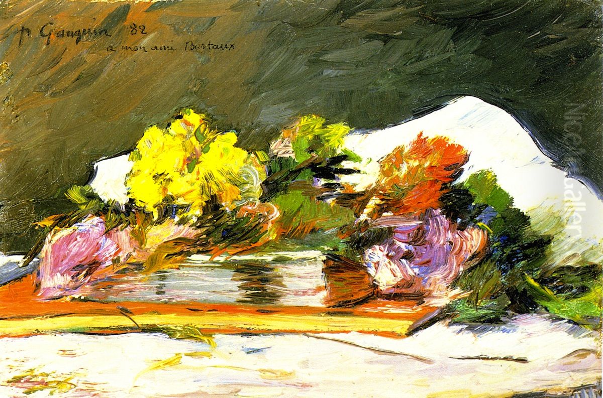 Flowers and Books Oil Painting by Paul Gauguin