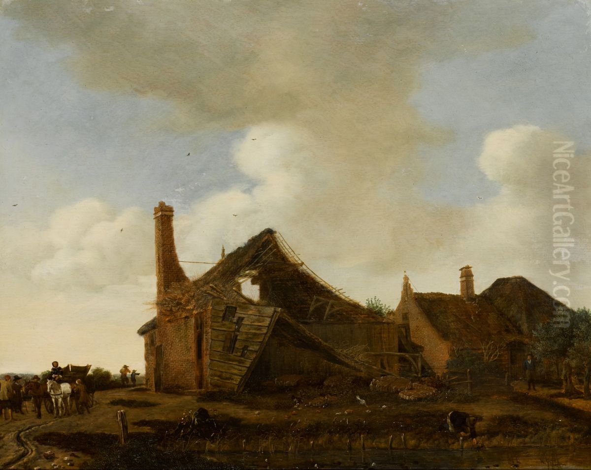 Landscape with a dilapidated cottage Oil Painting by Emanuel Murant