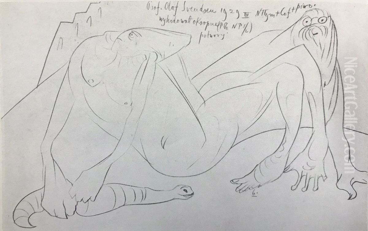 Prof. Olaf Svendsen bred terrible monsters Oil Painting by Stanislaw Ignacy Witkiewicz (Witkacy)