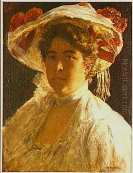 Portrait of Anna Singer-Brugh (1878-1962) Oil Painting by Martin Borgord