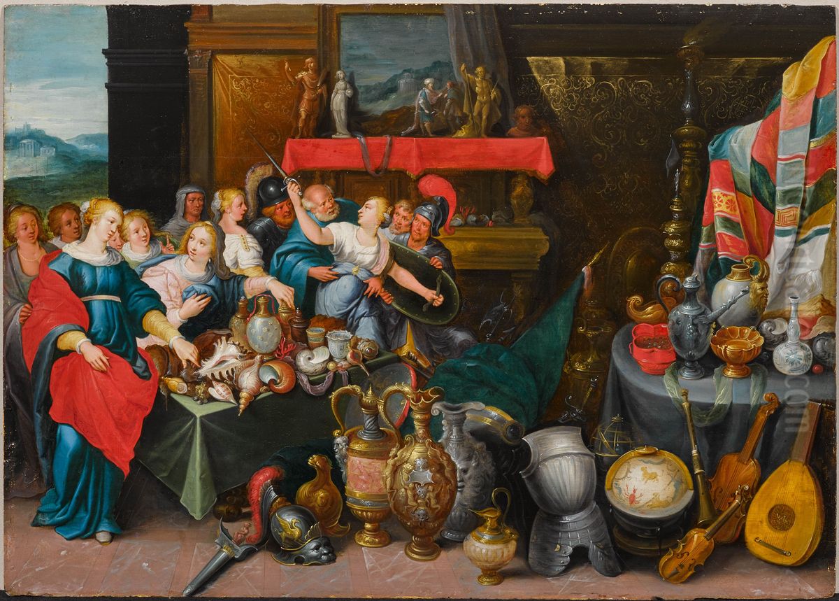 Achilles discovered among the daughters of Lycomedes Oil Painting by Cornelis de Baellieur