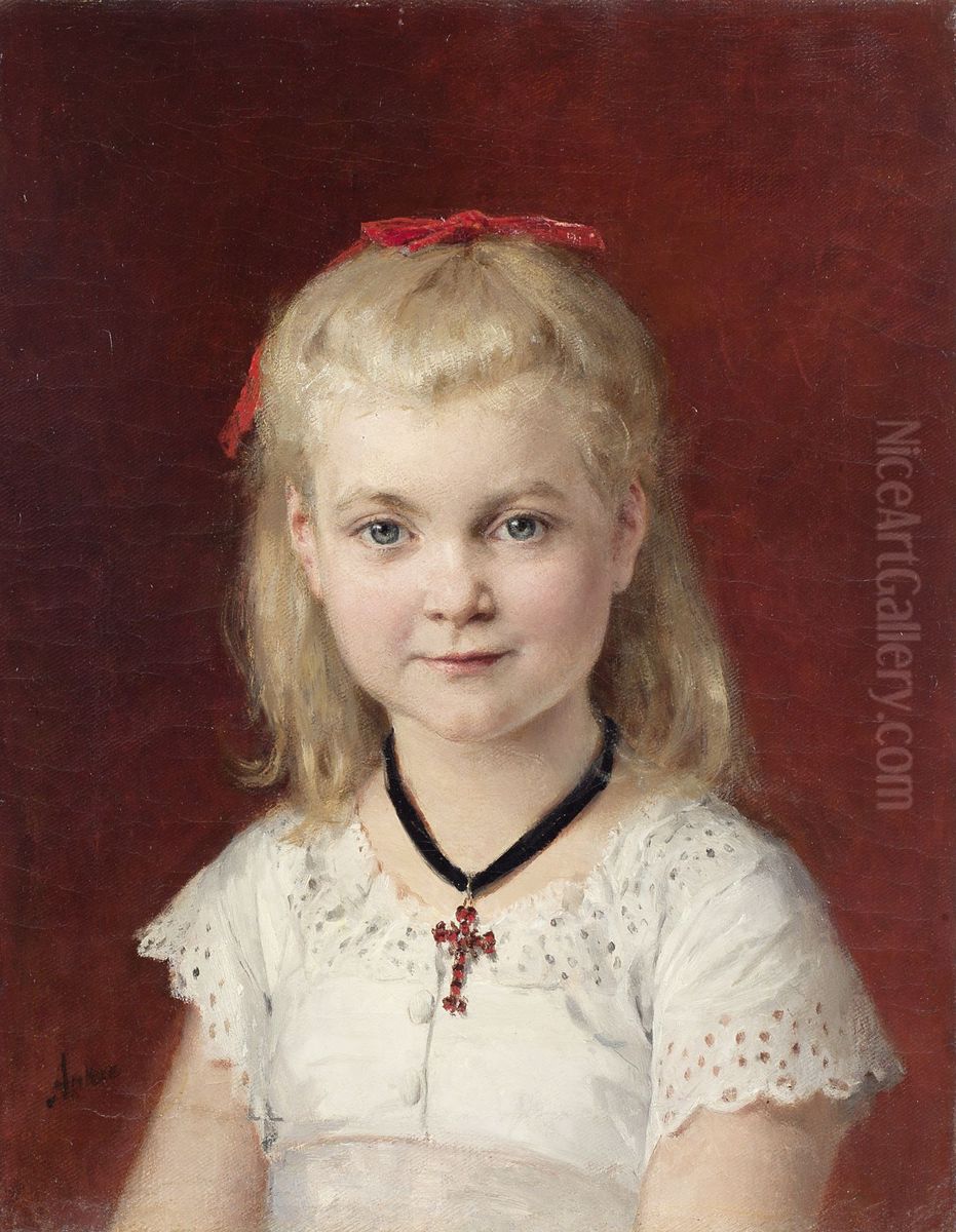 Portrait of Emilie Weiss Oil Painting by Albert Anker
