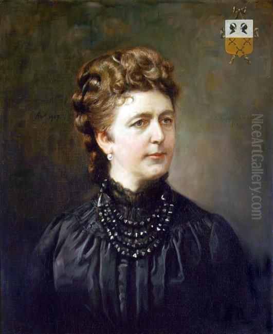Portrait of Louise Catherine Antoinette Borski (1832-1893) Oil Painting by Cornelis Spoor