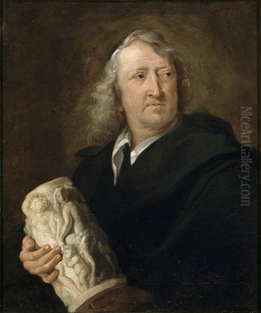 Portrait of a sculptor, probably Gerard van Opstal (1605-1668) Oil Painting by Lucas Franchoys the Younger