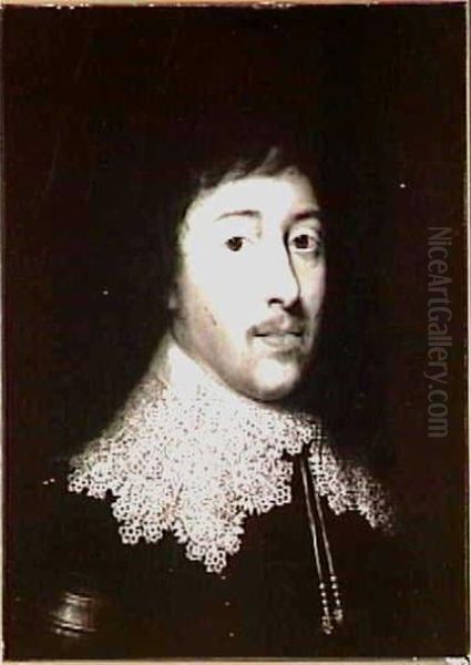 Portrait of a man in armour Oil Painting by Cornelis Janssens van Ceulen