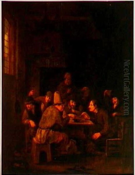 Boeren in gesprek in een kroeg. Oil Painting by Pieter Hermansz Verelst