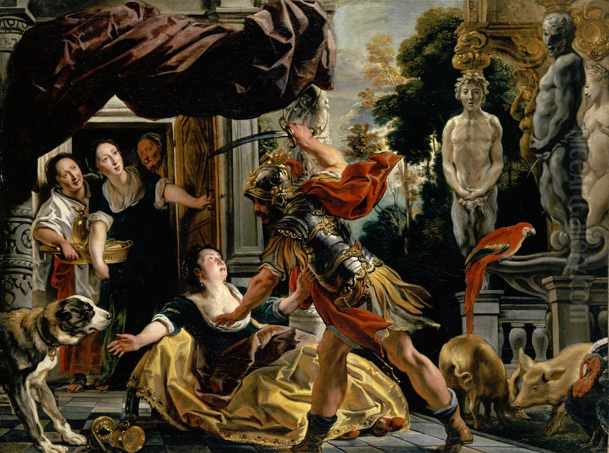Odysseus threatens Circe Oil Painting by Jacob Jordaens