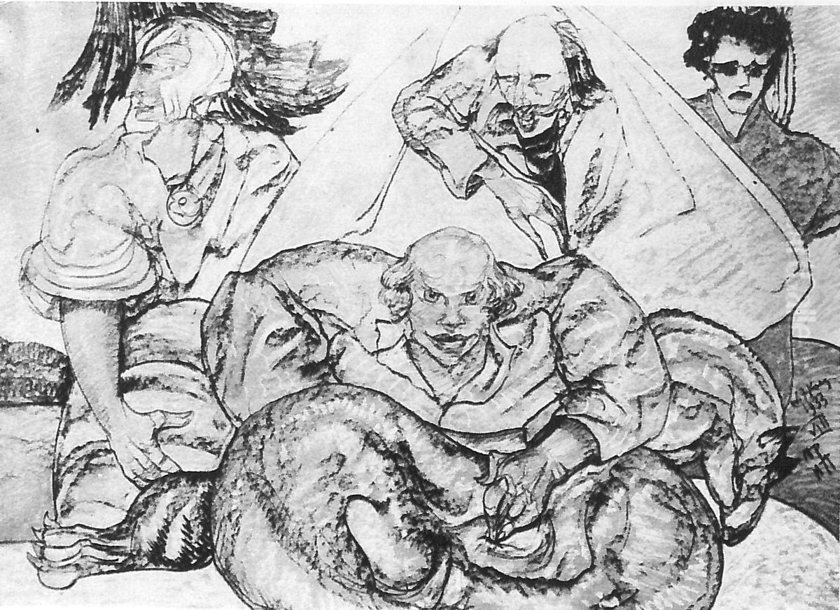 How bandits hunt bears Oil Painting by Stanislaw Ignacy Witkiewicz (Witkacy)