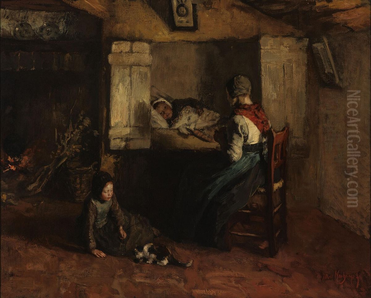 Het zieke kind Oil Painting by Albert Neuhuys