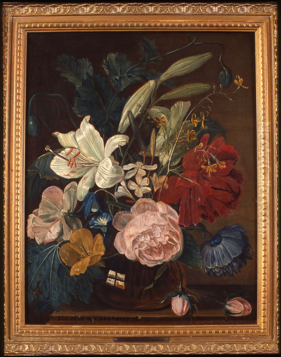 Flower piece (Icones-UB-MNL-3) Oil Painting by Johannes le Francq van Berkhey