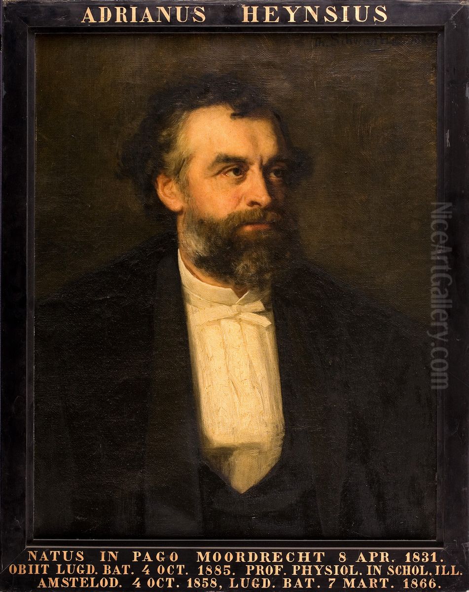 Portret van Adriaan Heynsius, hoogleraar Fysiologie en Histologie te Leiden Oil Painting by Therese Schwartze