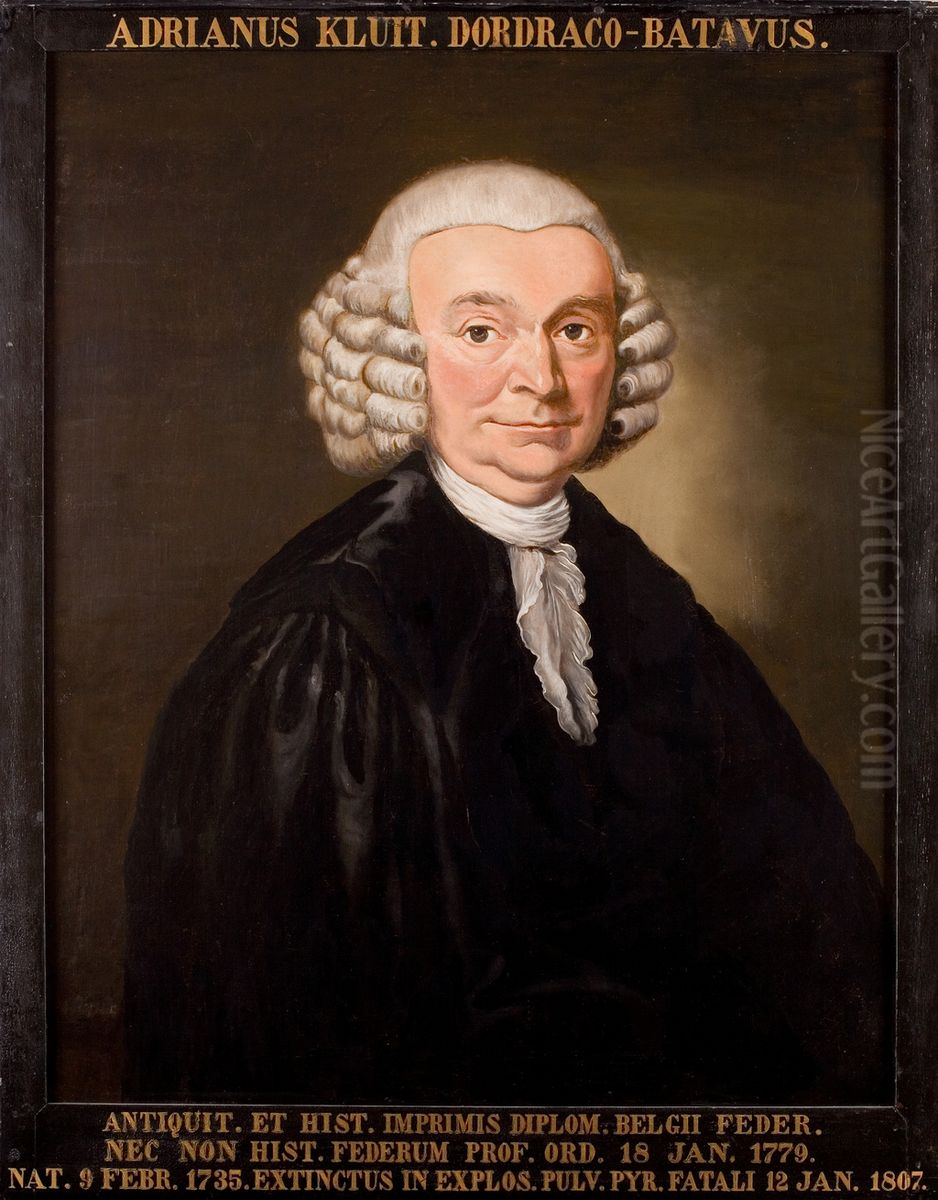 Portret van Adriaan Kluit, hoogleraar Vaderlandse Oudheden en Geschiedenis te Leiden Oil Painting by Maria Petronella van Starkenburg