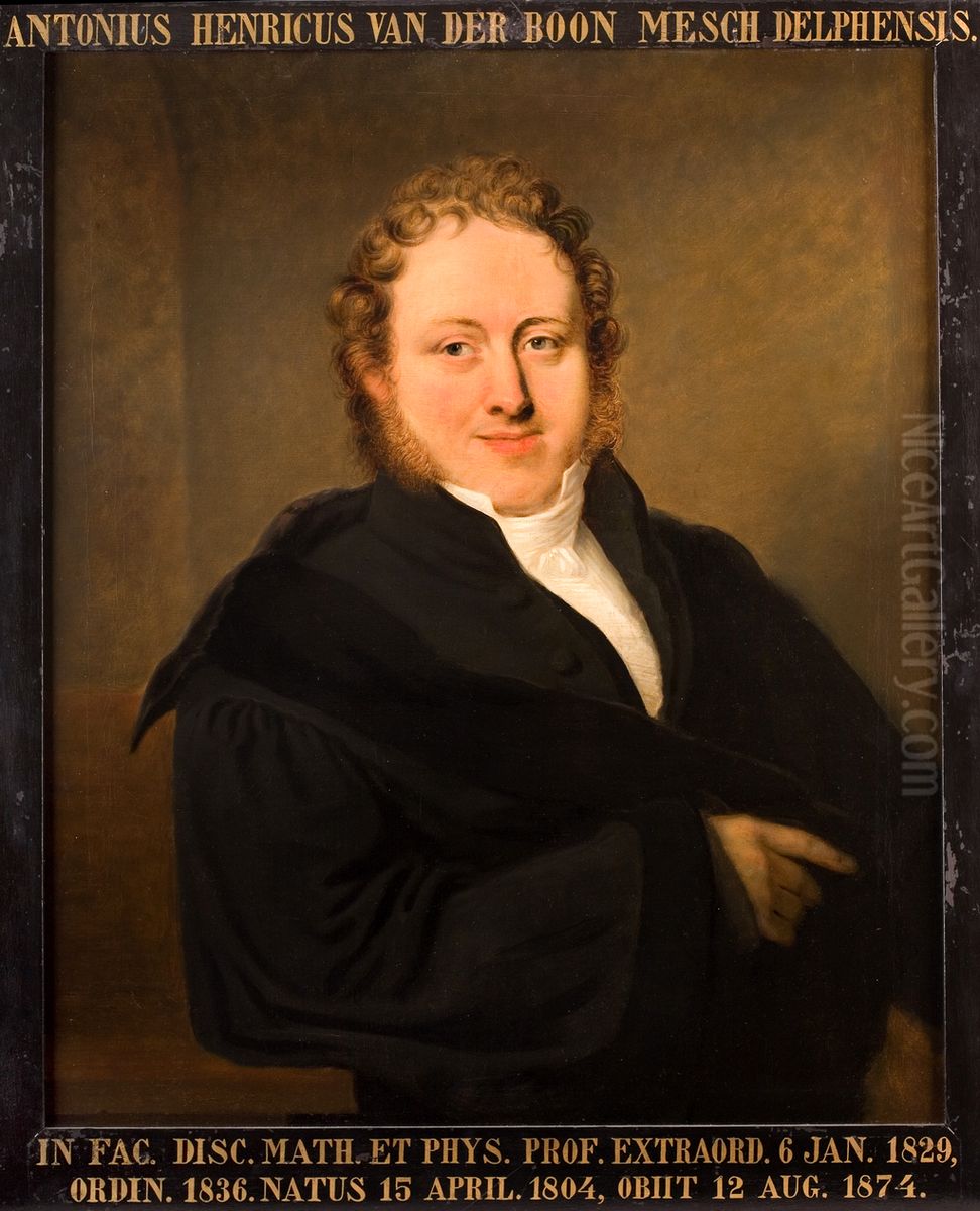 Portret van Antonius Henricus van der Boon Mesch, hoogleraar Scheikunde en Technische Chemie te Leiden Oil Painting by Icones Leidenses