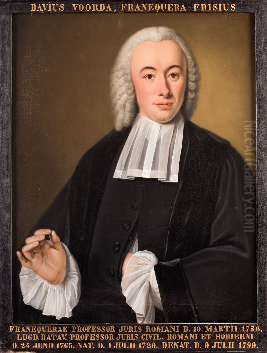 Portret van Bavius Voorda, hoogleraar Rechtsgeleerdheid te Leiden Oil Painting by Tibout Regters
