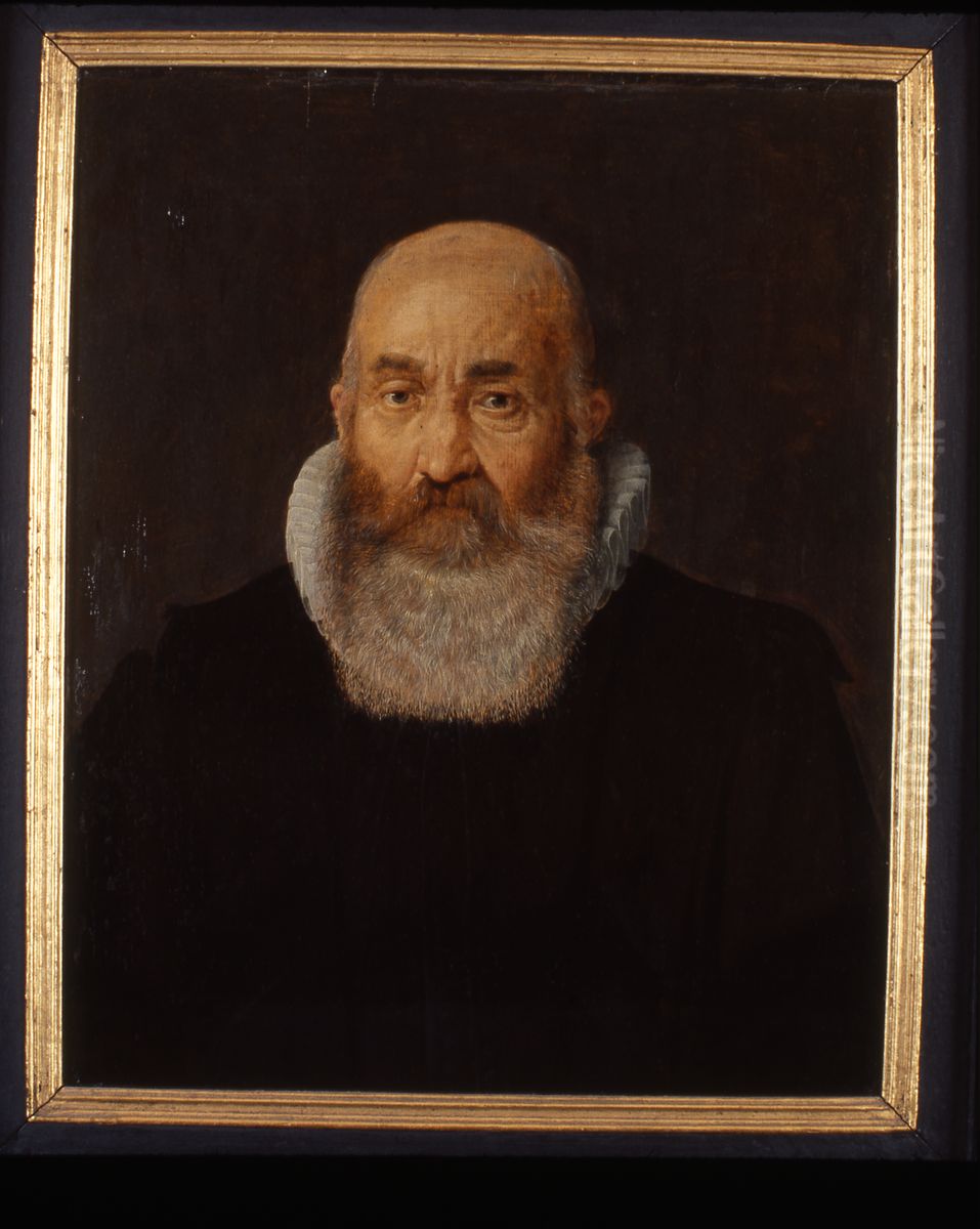 Portret van Bonaventura Vulcanius, hoogleraar Grieks en Latijn te Leiden Oil Painting by Icones Leidenses