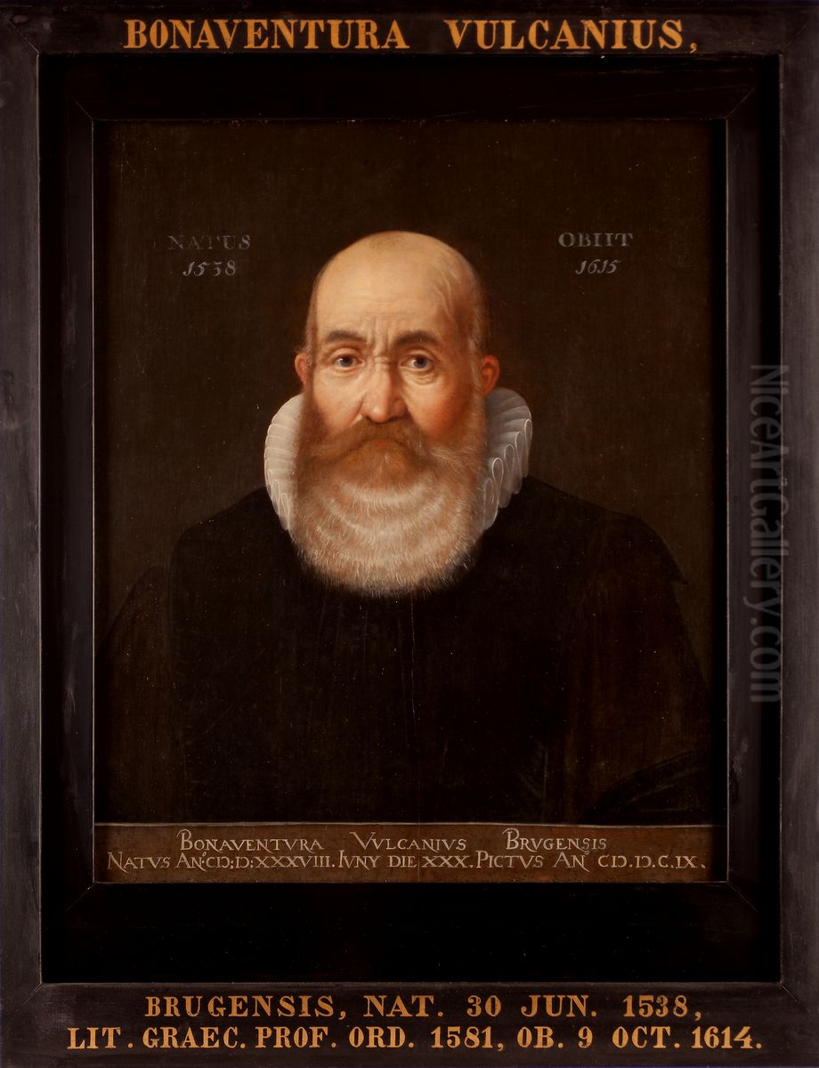 Portret van Bonaventura Vulcanius, hoogleraar Grieks en Latijn te Leiden Oil Painting by Icones Leidenses