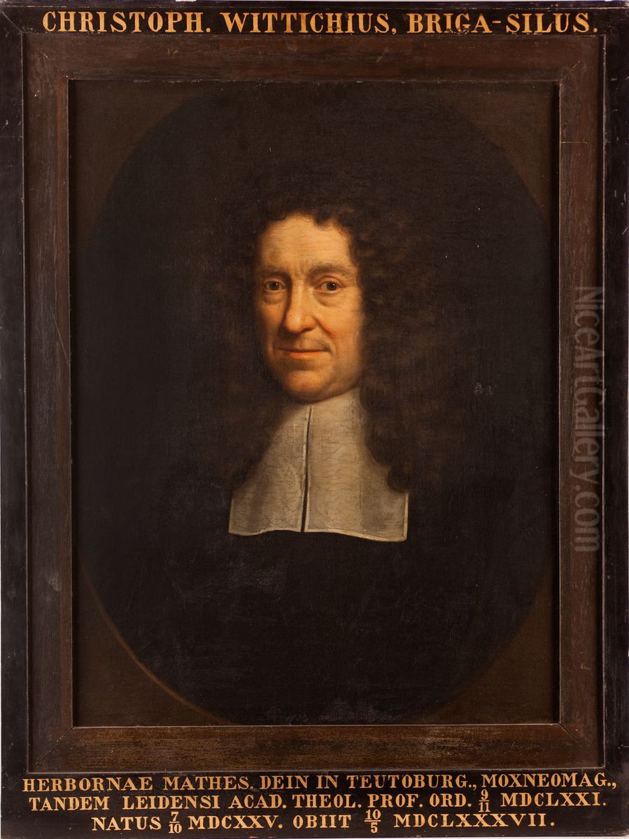 Portret van Christophorus Wittichius, hoogleraar Godsgeleerdheid te Leiden Oil Painting by Godfried Schalcken