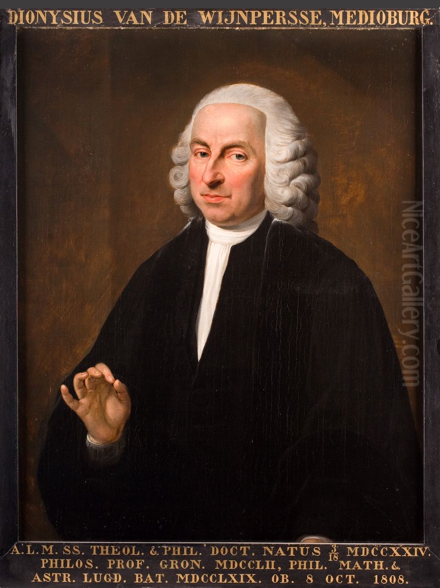 Portret van Dionysius van de Wijnpersse, hoogleraar Wijsbegeerte, Wis- en Sterrenkunde te Leiden Oil Painting by Jean Humbert