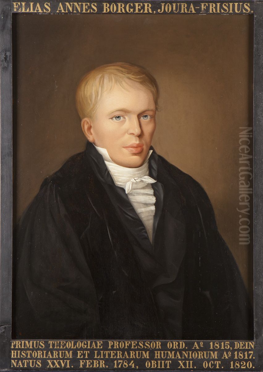 Portret van Elias Annes Borger, hoogleraar Gewijde Uitlegkunde te Leiden Oil Painting by Ezechiel Davidson
